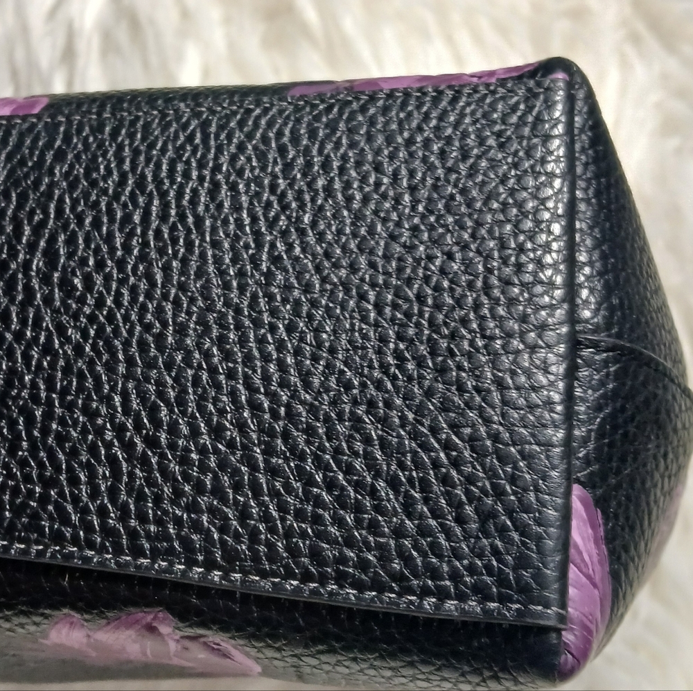 Coach Black and Purple Floral Laurel Shoulder Bag - Picture 10 of 12